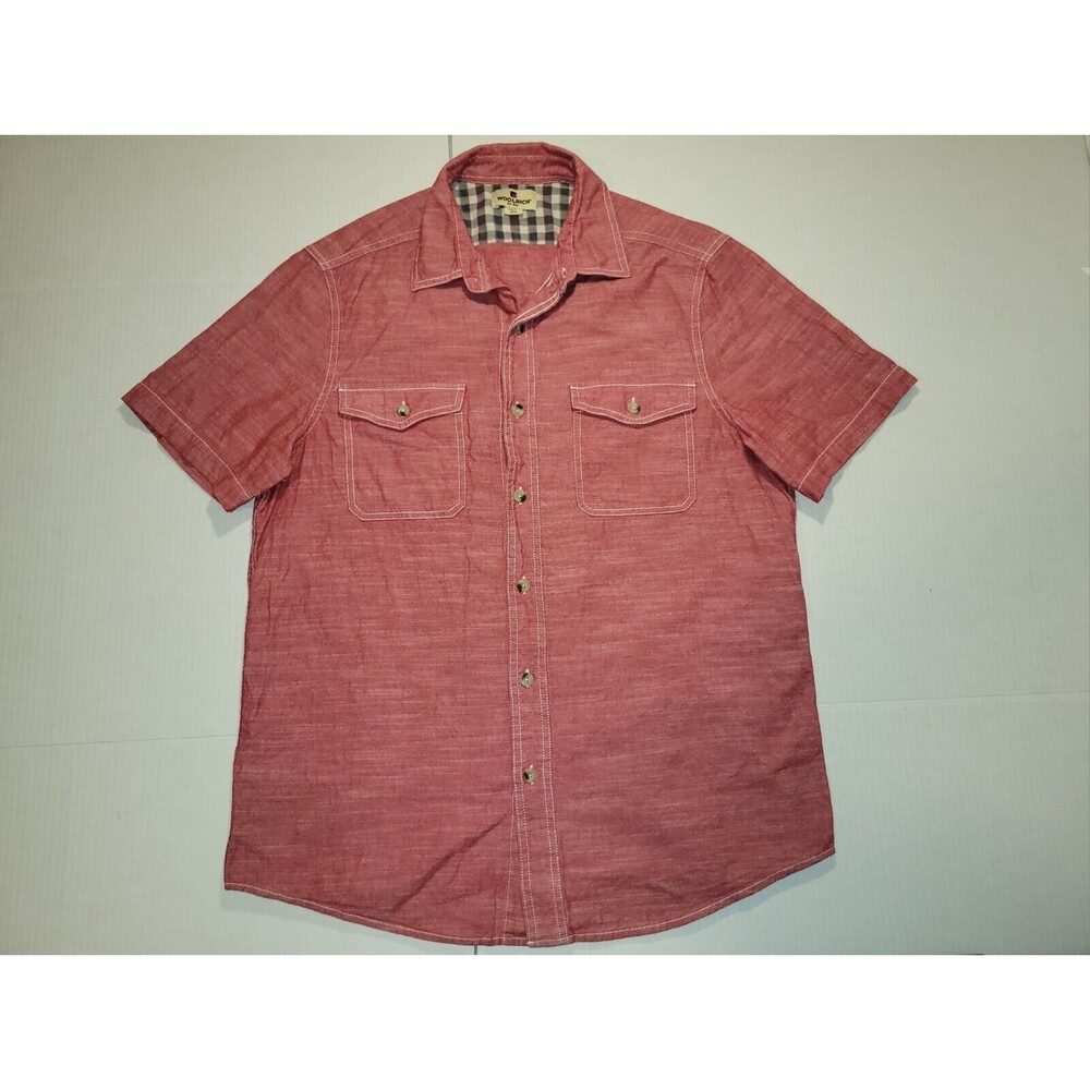 Woolrich Shirt Mens Medium Short Sleeve Lightweight Button Front Casual Red‎